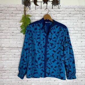 Hotel Italia Blue Floral Button Down Blouse